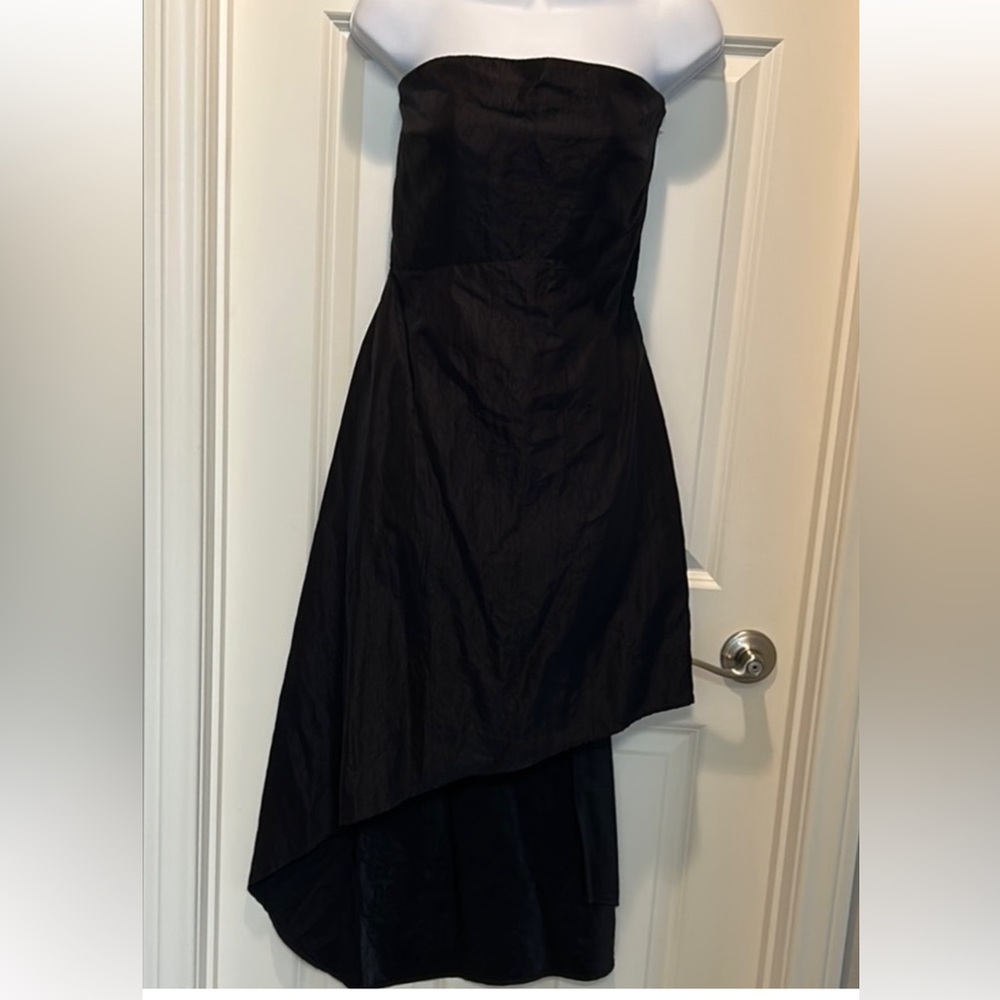 Strapless Asymmetrical Black Dress